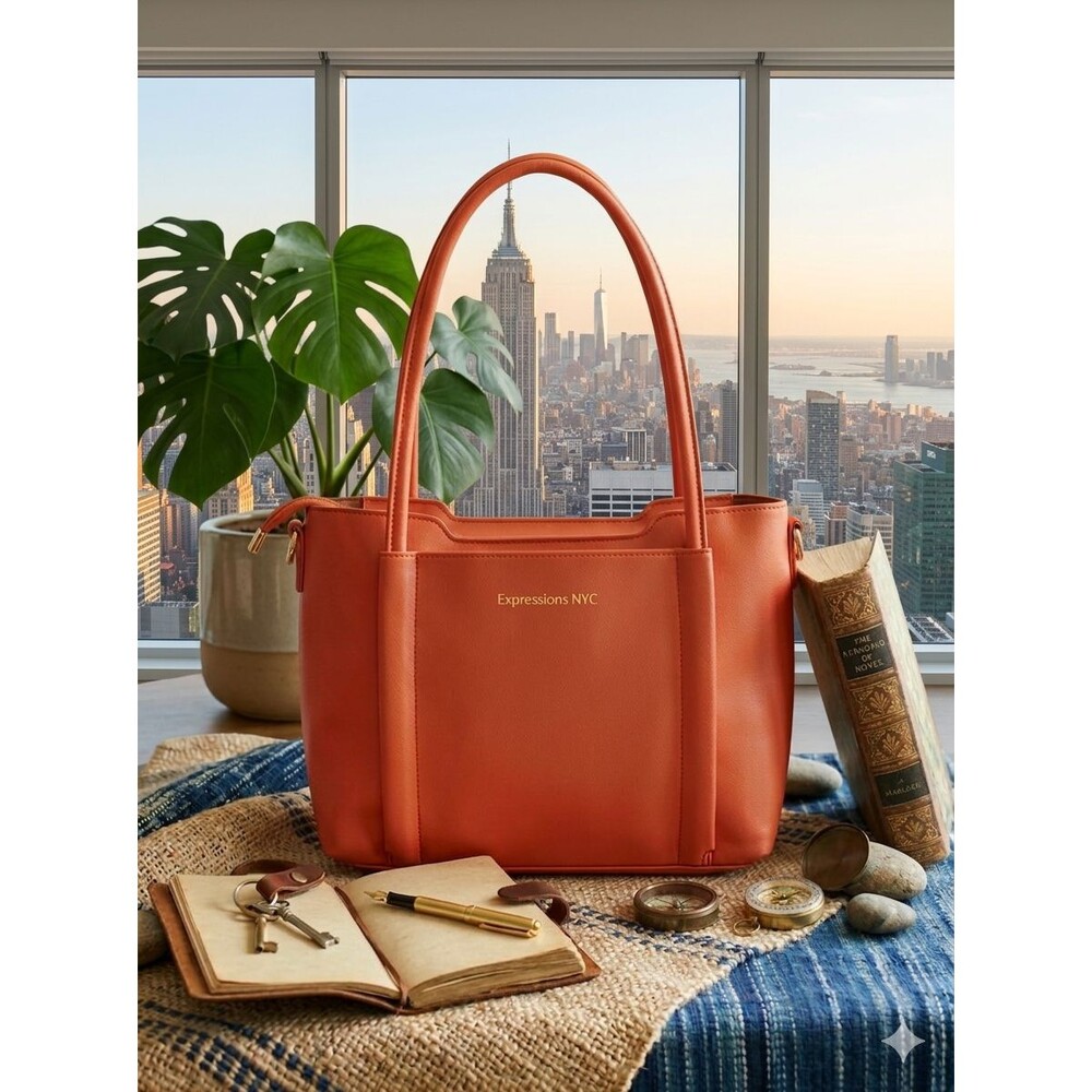 Expressions NYC Coral Shoulder Bag Tote Leather Classic Sophisticated Purse Chic
